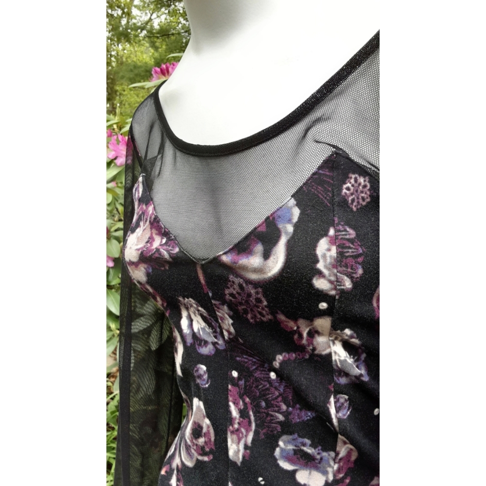 H&M Conscious Gothic Floral Mesh Top Bodycon Dress